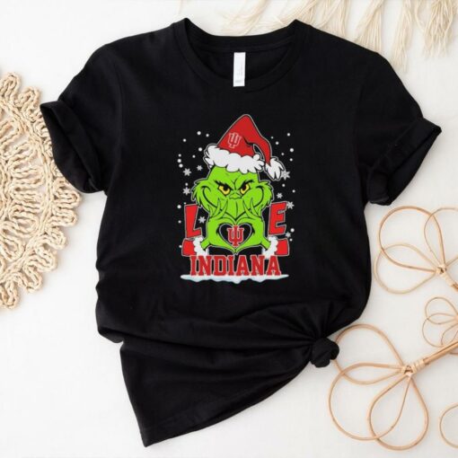 Grinch Hand Love Indiana Hoosiers Christmas Shirt