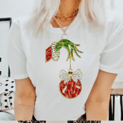 Grinch hand Coquette glitter Christmas shirt