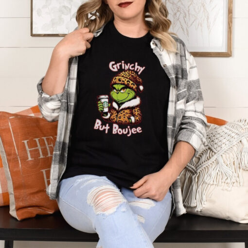 Grinchy But Boujee Christmas Leopard Grinchmas Tee shirt