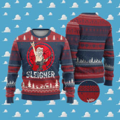 Heavy Mental Ugly Christmas Sweater Sleigher Santa Playing Guitar TS09