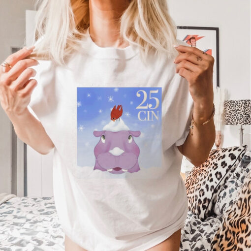 Hippo Fiona in the snow stamp 25 Cincinnati shirt