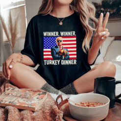 Humor Donald Trump winner winner turkey dinner Thanksgiving US flag shirt