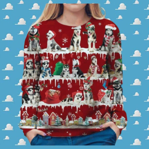 Husky Snow Christmas 3D Ugly Sweater