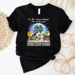 It’s The Most Wonderful Time Of The Years Peanuts Characters X Notre Dame Fighting Irish Merry Christmas Shirt