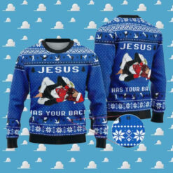 Jesus Has Your Back Jiu Jitsu Ugly Christmas Sweater