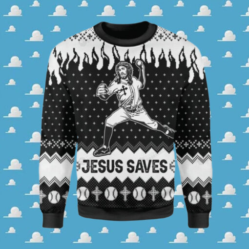 Jesus Save The Baseball Ugly Christmas Sweater