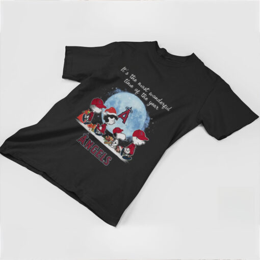 Los Angeles Angels It The Most Wonderful Time Of The Year Peanut Characters Christmas Shirt