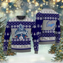 Los Angeles Dodgers MLB World Series 2024 Champions Xmas Pattern Knitted Ugly Christmas Sweater