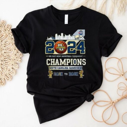 Marquette Golden Eagles 2024 Big East Men’s Basketball Tournament Champions South Carolina Gamecocks Back To Back Shirt