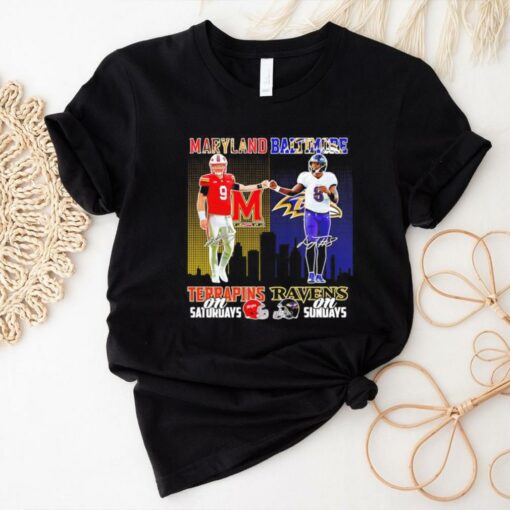 Maryland Terrapins on Saturdays x Baltimore Ravens on Sundays skyline shirt