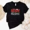 Merry Christmas Buffalo Plaid Red Santa Family Shirt