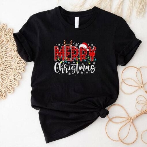 Merry Christmas Buffalo Plaid Red Santa Family Shirt