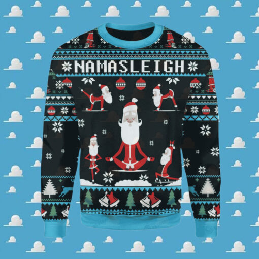 Merry Christmas Gearhomies Namasleigh Santa Ugly Christmas Sweater All Over Ugly Sweater Christmas Gift