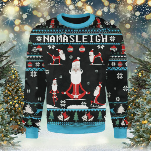 Merry Christmas Gearhomies Namasleigh Santa Ugly Christmas Sweater All Over Ugly Sweater Christmas Gift