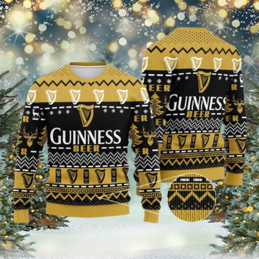 Merry Christmas Guinness Beer Ugly Sweater – Festive Man Drinking Beer for Beer Christmas Party – Womens Christmas Shirt