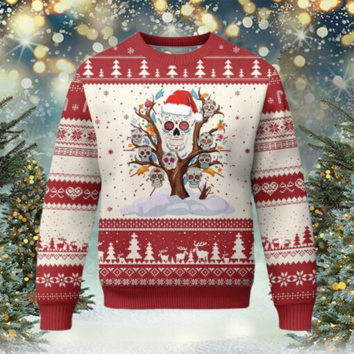 Mexico Xmas Ugly Christmas Sweater Sugar Skull On Tree Funny Xmas TS09