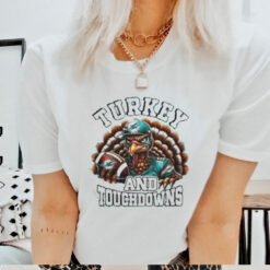 Miami Dolphins Happy Thanksgiving Turkey And Touchdowns Shirt