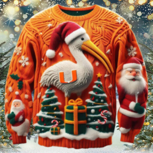 Miami Hurricanes All About U Football 2024 Christmas Ugly Sweater