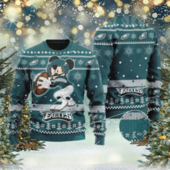 Mickey Mouse Playing NFL Philadelphia Eagles Disney Ugly Christmas Sweater Gift For Holiday 2024