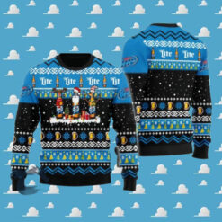 Miller Lite Santa Reindeer Snowflake Christmas Sweater