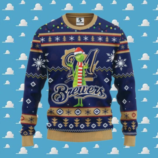 Milwaukee Brewers Funny Grinch Ugly Christmas Sweater