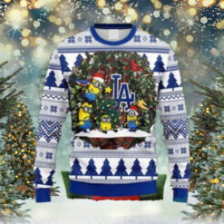 Minions Decorating LA Dodgers Tree Ugly Christmas Sweater