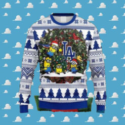 Minions Decorating LA Dodgers Tree Ugly Christmas Sweater