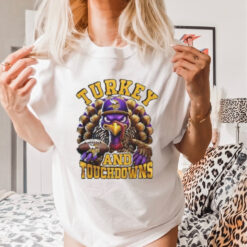 Minnesota Vikings NFL Happy Thanksgiving Turkey And Touchdowns Shirt