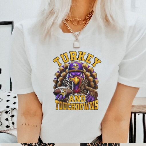 Minnesota Vikings NFL Happy Thanksgiving Turkey And Touchdowns Shirt