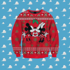 Minnie Kissing Mickey Disney Funny Couples Pattern Knitted Ugly Christmas Sweater