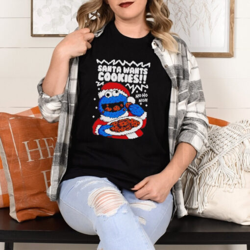 Muppet Santa wants Cookie monster ugly Christmas shirt