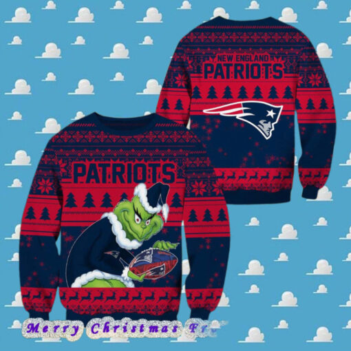 NFL New England Patriots Football Grinch Xmas Pattern Knitted Ugly Christmas Sweater