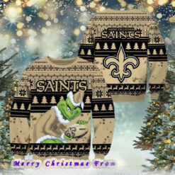 NFL New Orleans Saints Football Grinch Xmas Pattern Knitted Ugly Christmas Sweater