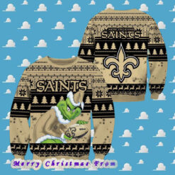 NFL New Orleans Saints Football Grinch Xmas Pattern Knitted Ugly Christmas Sweater