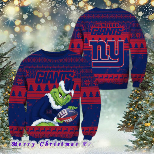 NFL New York Giants Football Grinch Xmas Pattern Knitted Ugly Christmas Sweater