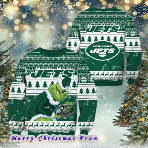 NFL New York Jets Football Grinch Xmas Pattern Knitted Ugly Christmas Sweater