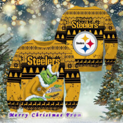 NFL Pittsburgh Steelers Football Grinch Xmas Pattern Knitted Ugly Christmas Sweater