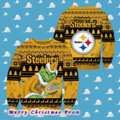 NFL Pittsburgh Steelers Football Grinch Xmas Pattern Knitted Ugly Christmas Sweater