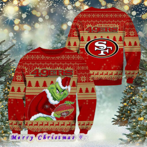 NFL San Francisco 49ers Football Grinch Xmas Pattern Knitted Ugly Christmas Sweater