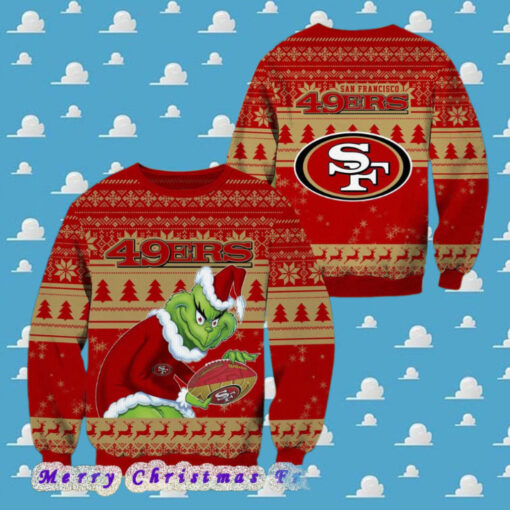 NFL San Francisco 49ers Football Grinch Xmas Pattern Knitted Ugly Christmas Sweater