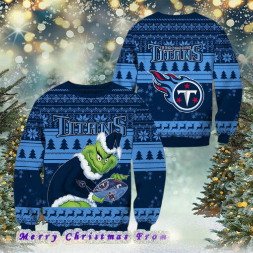 NFL Tennessee Titans Football Grinch Xmas Pattern Knitted Ugly Christmas Sweater