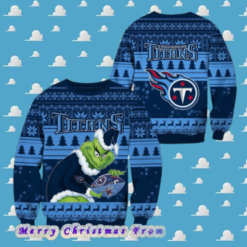 NFL Tennessee Titans Football Grinch Xmas Pattern Knitted Ugly Christmas Sweater