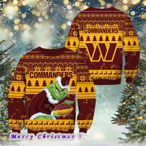 NFL Washington Commanders Football Grinch Xmas Pattern Knitted Ugly Christmas Sweater