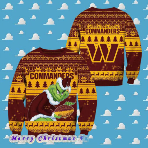 NFL Washington Commanders Football Grinch Xmas Pattern Knitted Ugly Christmas Sweater