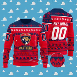 NHL Florida Panthers Personalized Custom Name And Number Custom Knitted Ugly Christmas Sweater