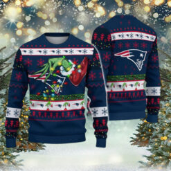 New England Patriots NFL Special Grinchs Hand Football 2024 Gift For Family Ugly Christmas Sweater