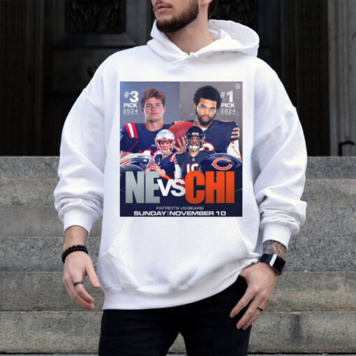 Official 3 Pick 2024 New England Patriots vs. 1 Pick 2024 Chicago Bears Sunday November 10 Poster t shirt