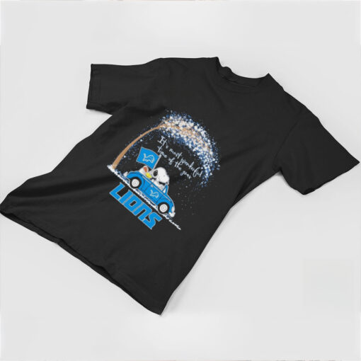 Official Detroit Lions Snoopy And Woodstock Driving Car It’s Most Wonderful Time Of The Year Shirt