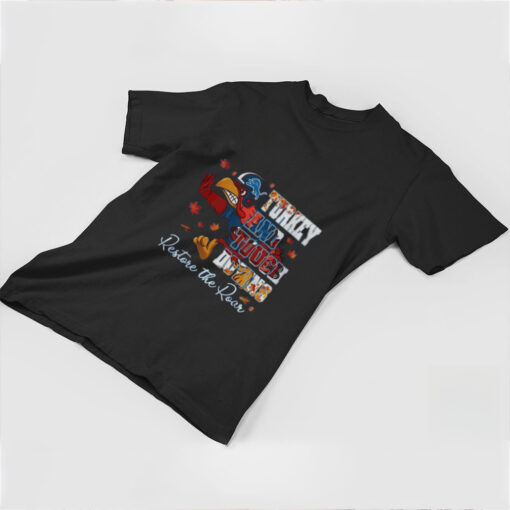 Official Detroit Lions Turkey Touchdowns Restore The Roar Thanksgiving Shirt