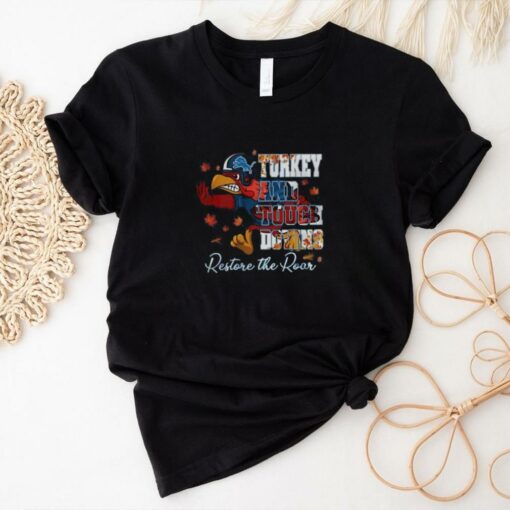 Official Detroit Lions Turkey Touchdowns Restore The Roar Thanksgiving Shirt